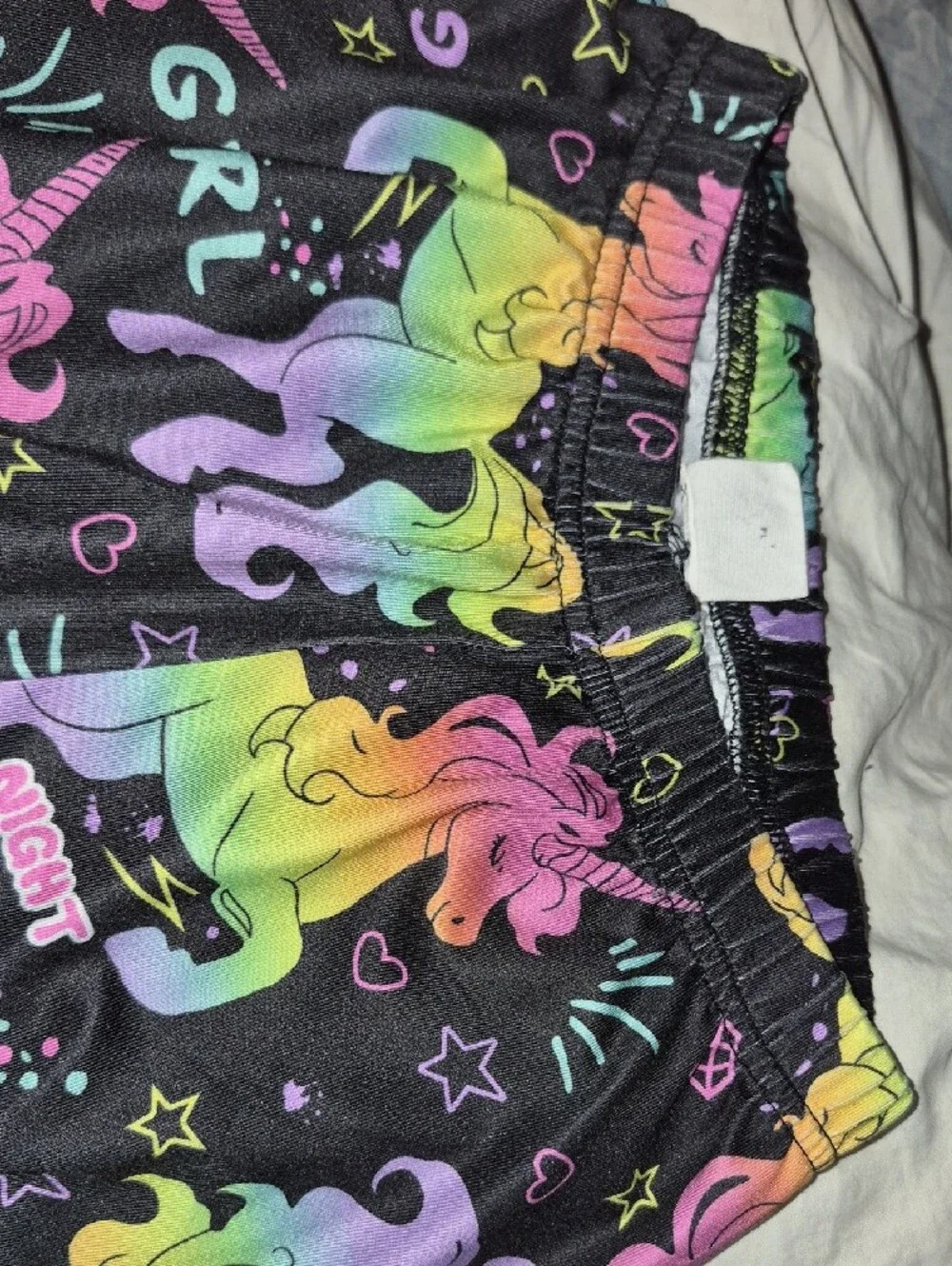 SHEIN Black Leggings with Rainbow Unicorn Print